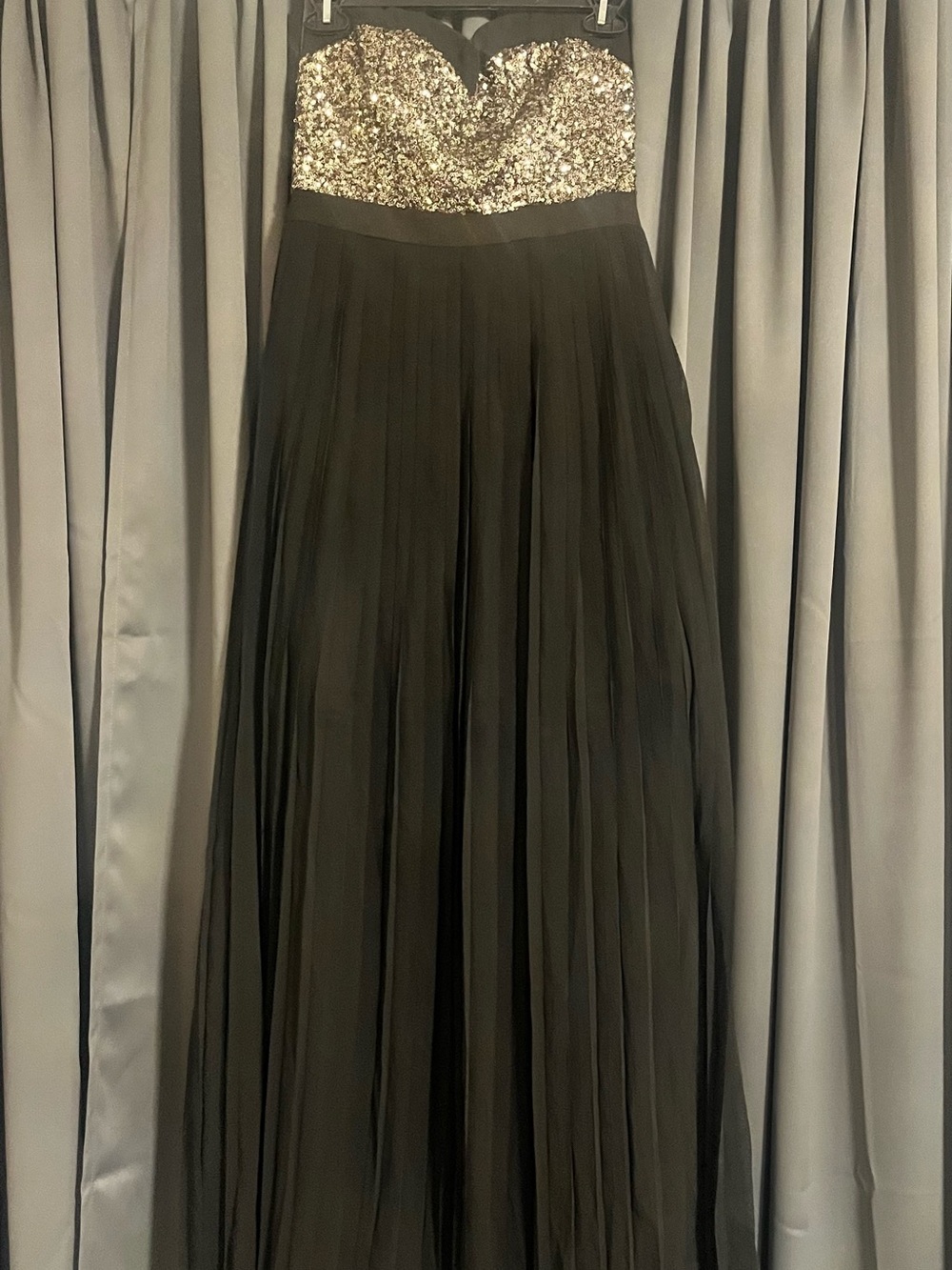 Black Maxi Dress with Gold Sequin Bodice
